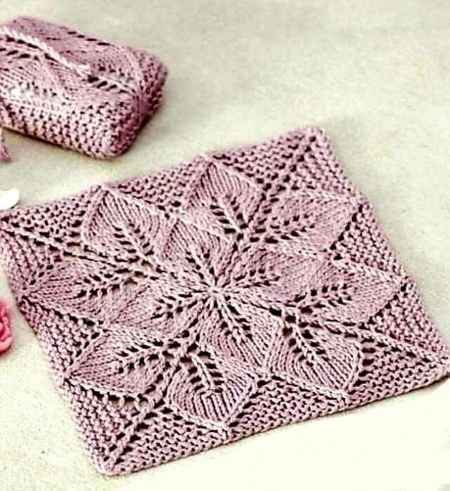 Квадратный мотив спицами Квадратный мотив спицами