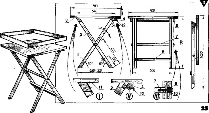 Складные столы своими руками с чертежами