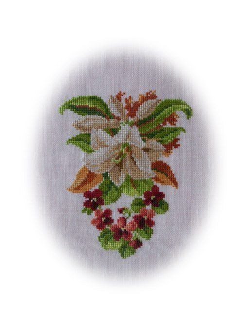 Вышивка крестиком винтажных цветов
