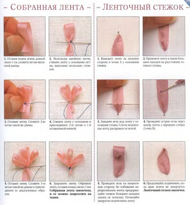 Вышивка сказочно красивых цветочков лентами