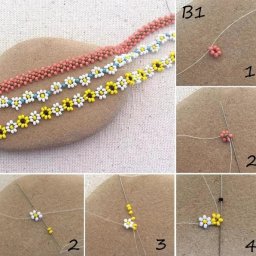 Браслет из бисера с цветочным дизайном