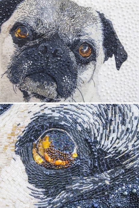 Невероятные картины из бисера, бусин и пуговиц