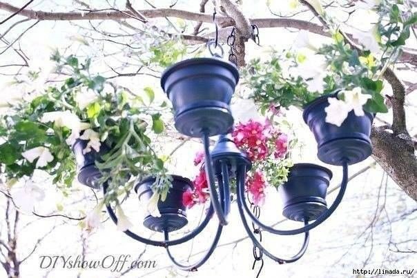 Кашпо из старой люстры