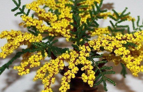 Мимоза из бисера