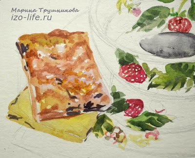 Рисуем чашку с чаем и вкусняшками