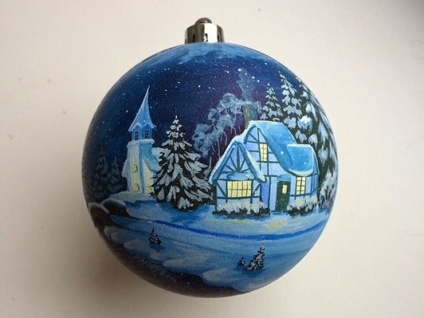 Елочные шарики с ручной росписью: идеи украшения ёлки к Рождеству
