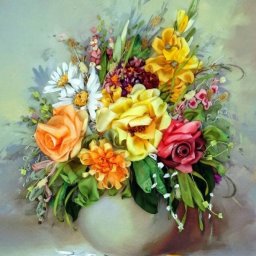 ​Идеи изумительной красоты букетов, вышитых лентами