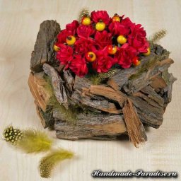 ​Кашпо для цветов из коры деревьев