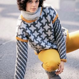 Свитер с жаккардовыми узорами спицами