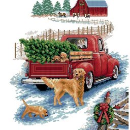 ​Невероятно красивая картина с собаками, машиной и сосной