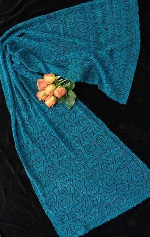 ​Палантин "Морская волна" спицами