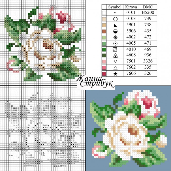 Вышивка крестиком цветочков