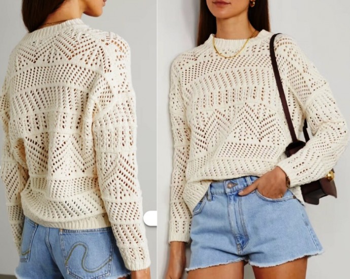 Ажурные топ, пуловер и платье