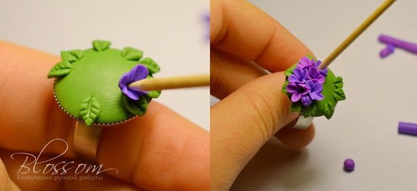 Цветочное кольцо из полимерной глины