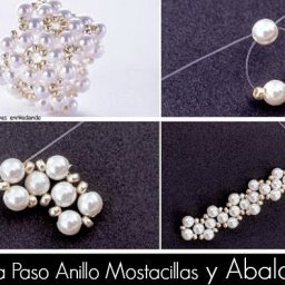 Красивое кольцо из жемчуга и бусин