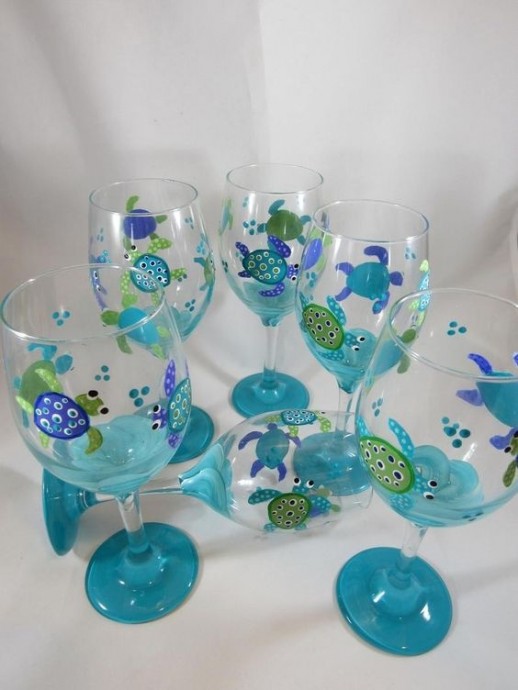 Расписываем бокалы в морском стиле Расписываем бокалы в морском стиле