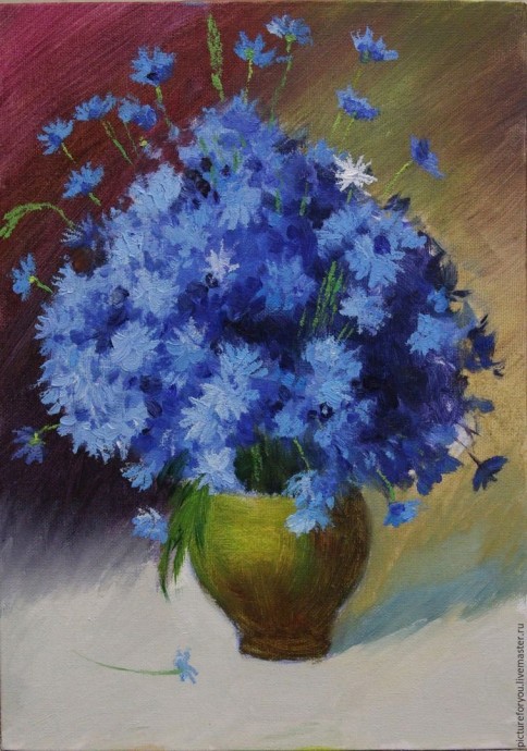 Урок рисования: букет васильков