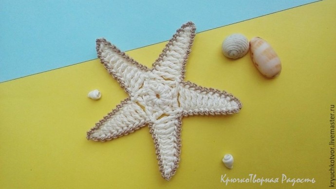 Своеобразная сумка с декором из ракушек и морских звезд