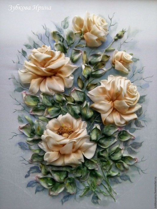 Вышивка лентами роз: идеи для вдохновения Вышивка лентами роз: идеи для вдохновения