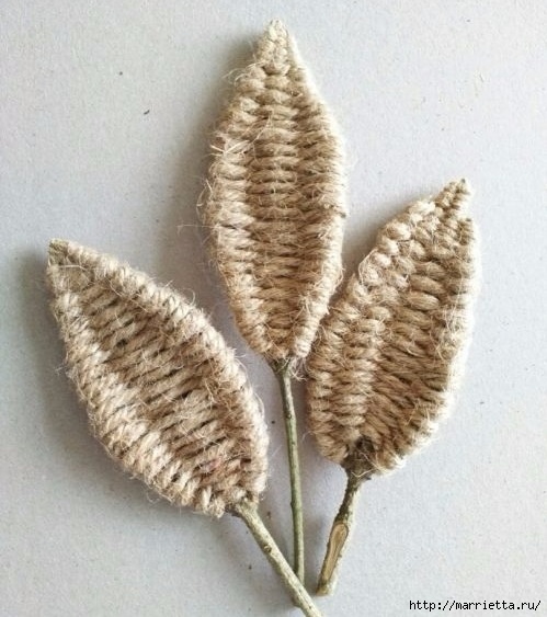 Декоративные листочки из шпагата