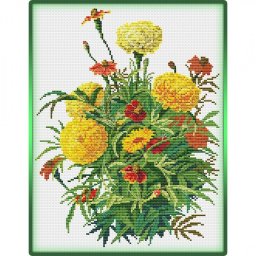 ​Чудесная вышивка с прекрасными бархатцами