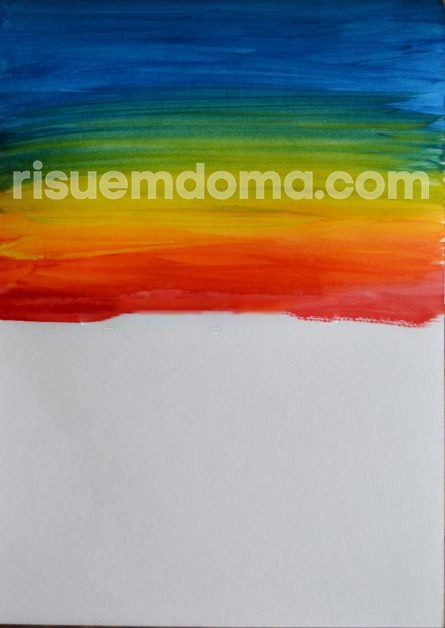 ​Рисуем березы на фоне красочного заката