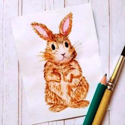 Рисуем зайчика акварелью