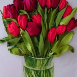 Вышиваем букет тюльпанов лентами: мастер-класс