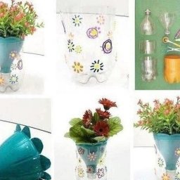 ​Идеи горшков и кашпо из пластиковых бутылок