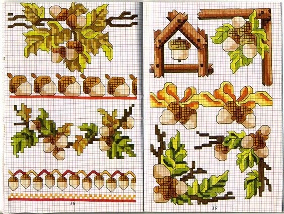 Вышиваем желуди и другие природные материалы