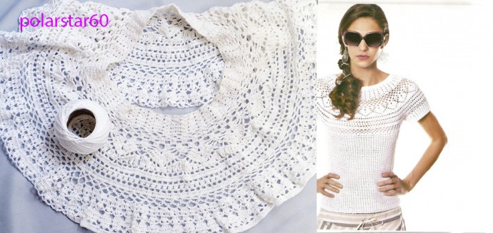 Кофточка на круглой кокетке Кофточка на круглой кокетке