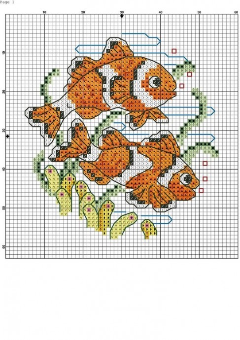 ​Вышиваем рыбок