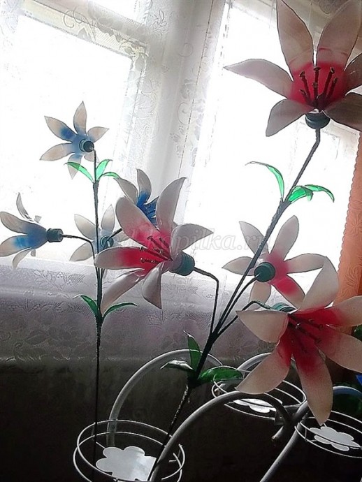 Цветы из пластиковых бутылок для сада: мастер-класс Цветы из пластиковых бутылок для сада: мастер-класс