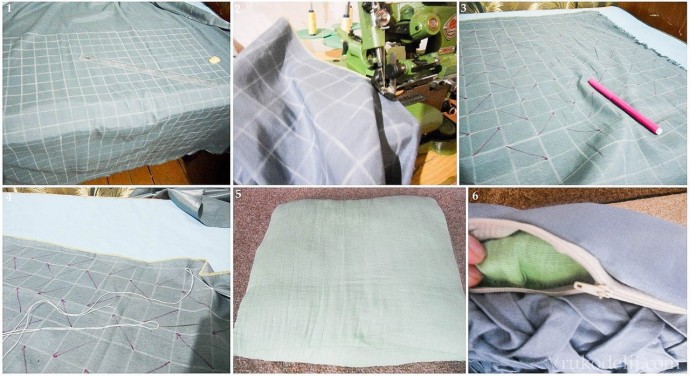 Диванная подушка в технике "буфы"