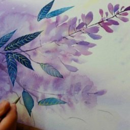 ​Рисуем красивую веточку акварелью