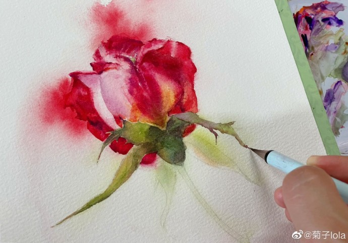 ​Урок рисования акварелью: роза