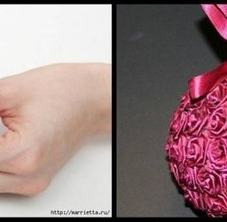 Шар из атласных цветов