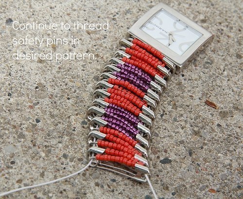 Браслет для часов из булавок