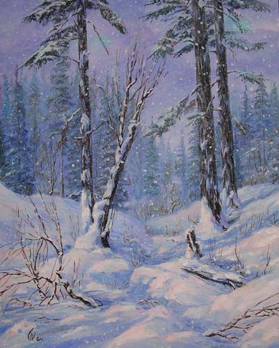 Рисуем зимний лес