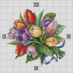 Вышивка крестом: цветочный циферблат