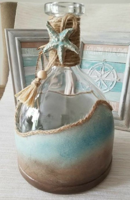 Интерьерные бутылки в морской тематике Интерьерные бутылки в морской тематике