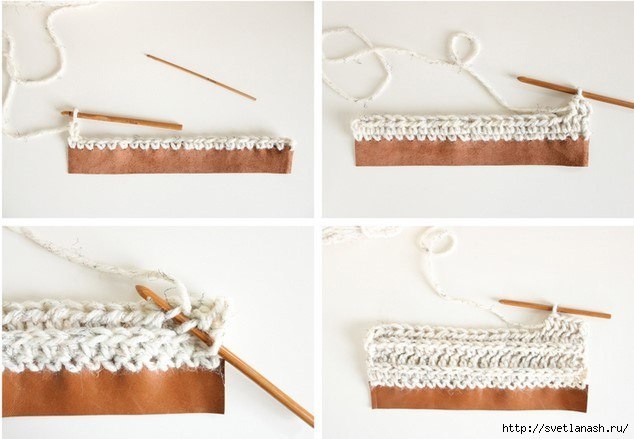 Шарф-снуд с отделкой эко-кожей и кнопками: мастер-класс