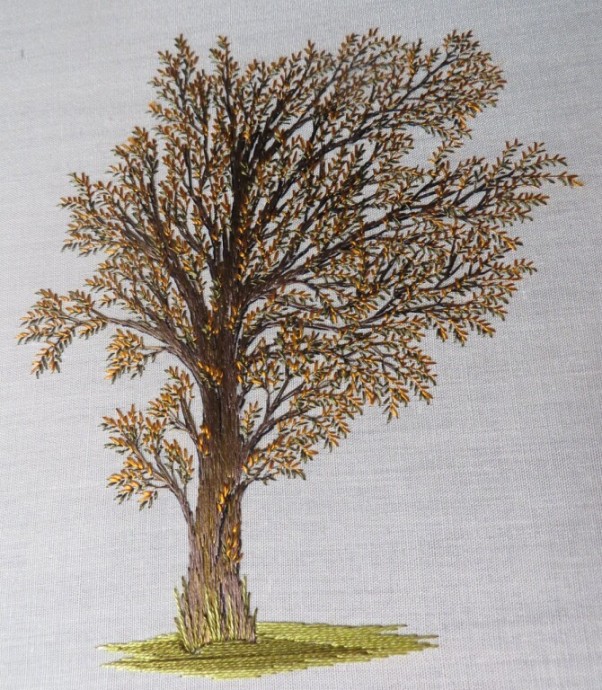 Поэтапная вышивка дерева