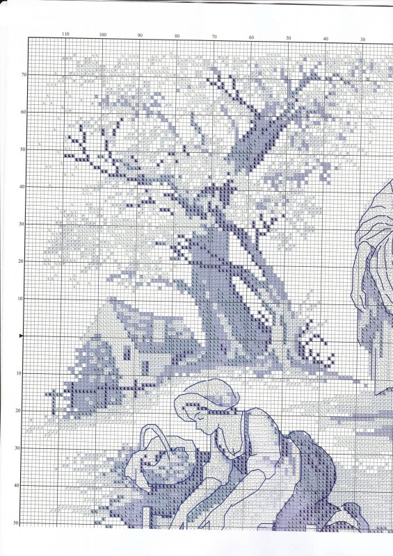 Бело-синяя вышивка