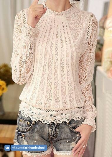 Блузки с кружевом: идеи