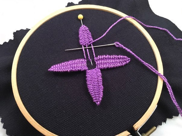 Как сделать цветок в технике объемной вышивки