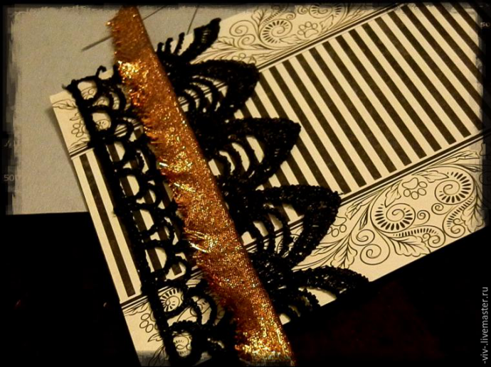 Закрепление кружева в работе в технике скапбукинг