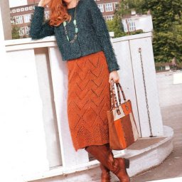 Юбка с ажурным узором спицами