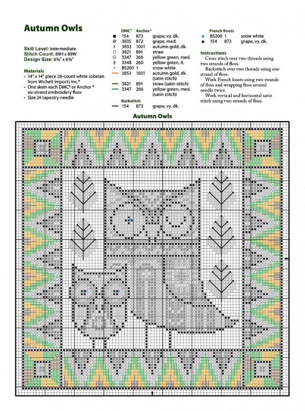 Оригинальная вышивка совы