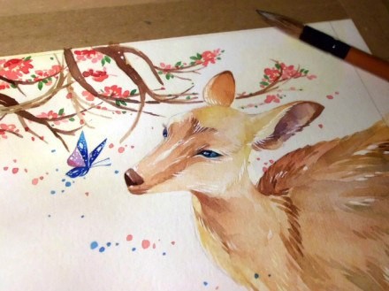 Рисуем оленёнка